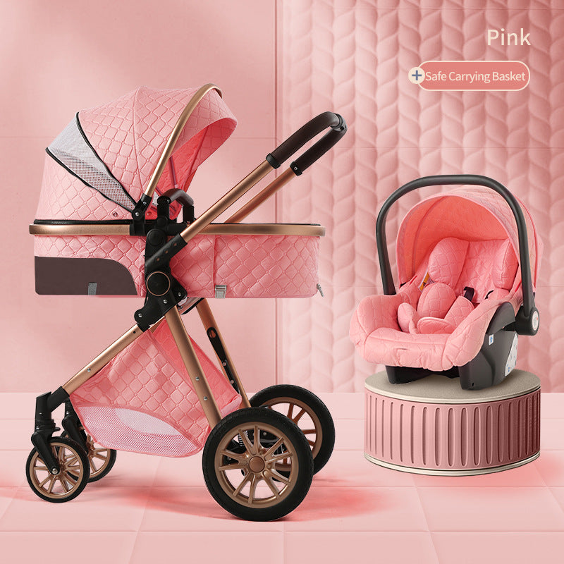 High landscape baby stroller that can sit or lie down lightweight folding two-way shock-absorbing newborn baby stroller