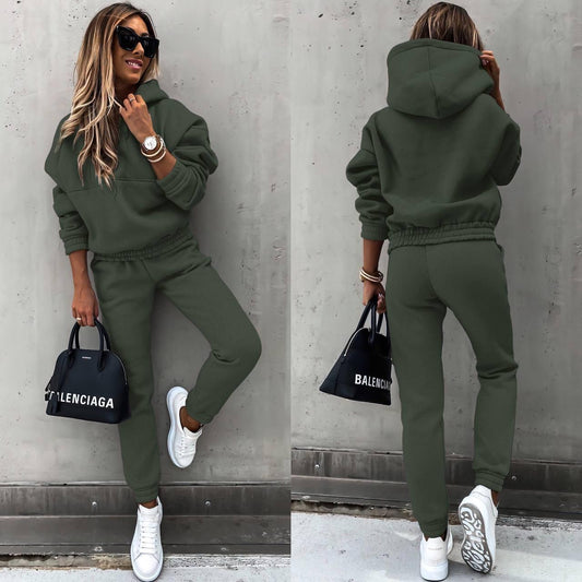 Autumn and Winter New European and American Foreign Trade Fashion Long Sleeve Sports and Leisure Sweatshirt Set Two Piece Set