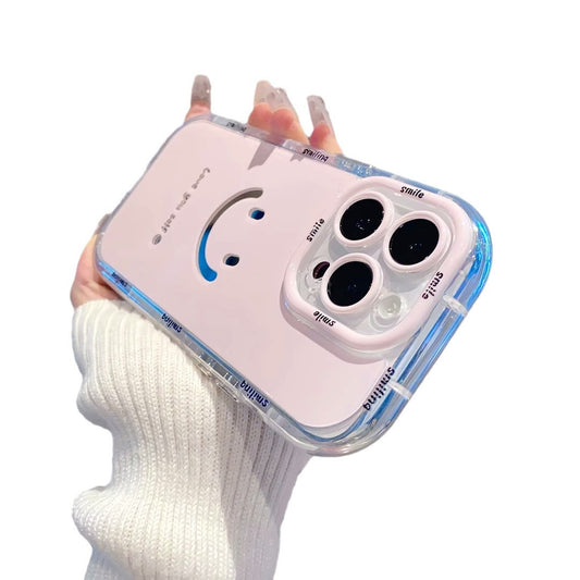 Mirror cream case suitable for Apple 16 Promax phone case with painted smiling face on iPhone 14/13