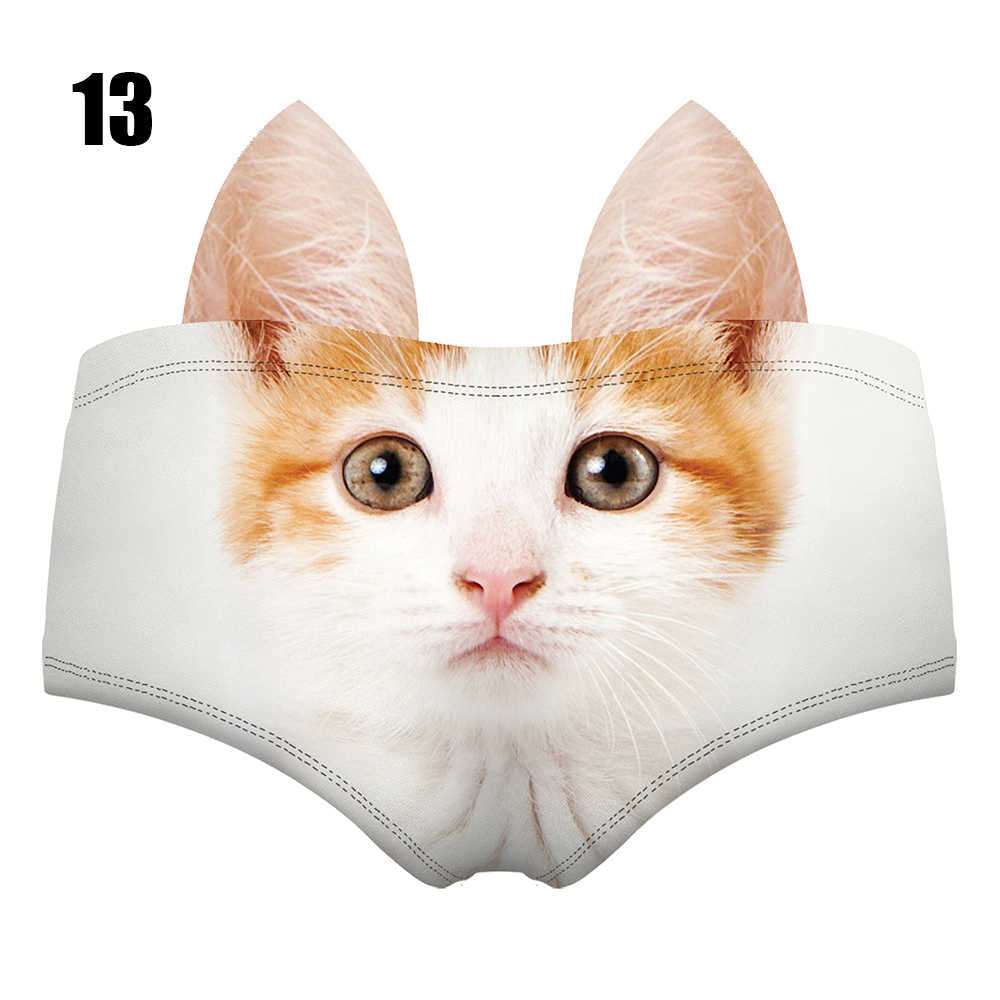 Women Cute Animals Pattern Panties 3D Printing Pig Cat Cute Briefs Bull Dog Cheetah with Ears Lift Up Waist and Hip Sexy Panties