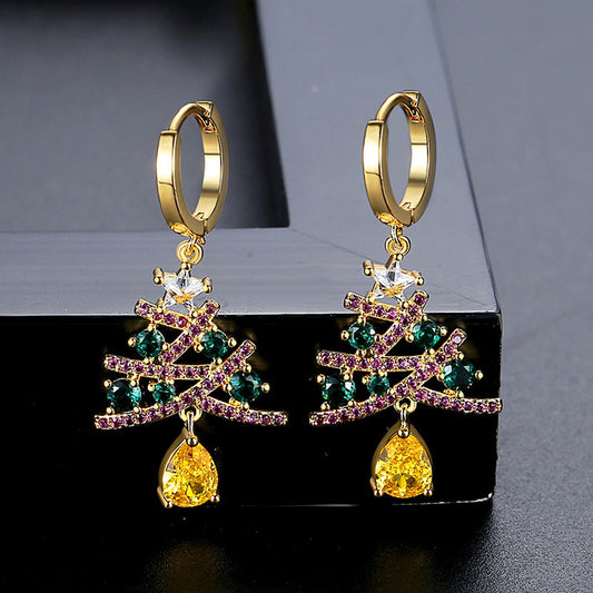 European and American Christmas Series Christmas Tree Zircon Earrings Christmas Earrings