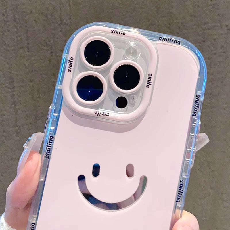 Mirror cream case suitable for Apple 16 Promax phone case with painted smiling face on iPhone 14/13