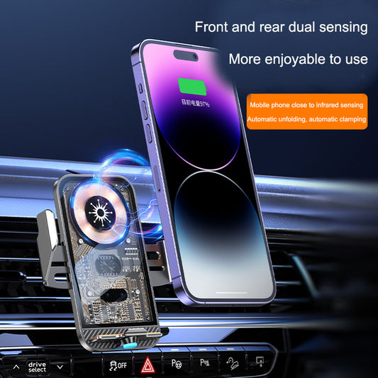 C11 car holder wireless phone charger infrared induction opening and closing navigation punk style transparent phone holder