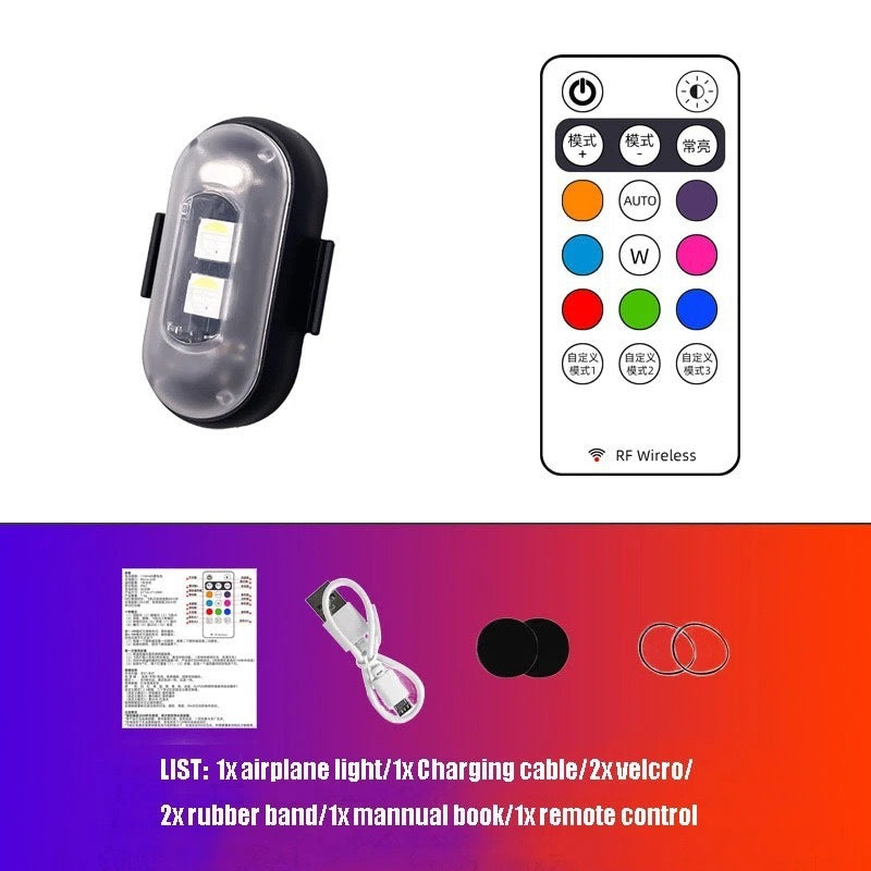 Wireless remote control aircraft light, car and motorcycle universal colorful flashing warning light, drone pilot light, charging