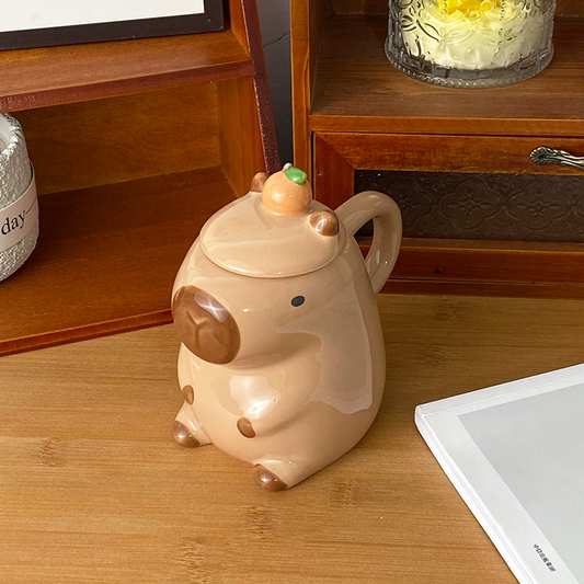 Fun 3D Capybara Mug Pair：3D capybara - designed mugs with handles & lids. A wonderful gift choice for girls.